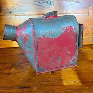 ☕️ Rare Antique Red Metal Coffee Grinder Hopper